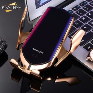 Kisscase Wireless Charger Car Phone Holder 2 in 1自動誘導電話ホルダーNot10 Plus S10 S9 S8 S7