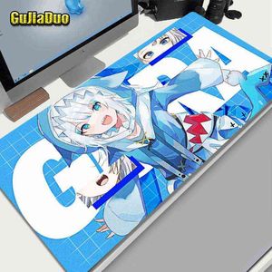 40x80cm Großes Anime Gawr Gura Mauspad PC Gamer Laptop Gummi Lockedge Schreibtischmatte Gaming Zubehör Kawaii Comic Mousepad Teppich G220304