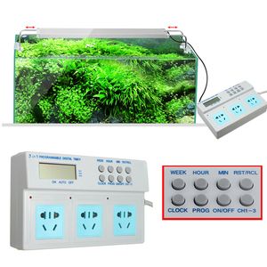 Professionelle 3 in 1 Automatische LCD Digital Timer Steckdose Aquarium Gerät Zeitsteuerung für Aquarium Licht Heizung Filter Wasserpumpe Y200922