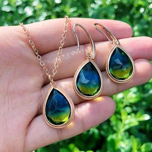 Earrings & Necklace SAY HELLO Acrylic Waterdrop Shaped Dangle Chain Pendant Set For Women Handmade Jewelry 3colors