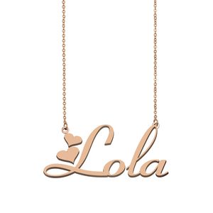 Lola-Namensketten für Frauen mit Anhänger, personalisierbar, Mädchen, Kinder, beste Freunde, Mütter, Geschenke, 18 Karat vergoldeter Edelstahl