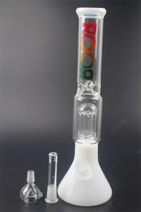 White Glass Water Bongs with Logo Oil Dab Rigs Hookah Shisha Smoking