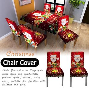 2 adet Noel Dijital Baskı Sandalye Kapakları Masa Örtüsü Yemek Parçası Elastik Sandalye Kapakları Spandex Noel Süslemeleri Ev Için Y200104