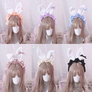 Easter Children plush rabbit ears hair sticks girls ribbon Bows princess hair accessories kids cosplay party hairbands Q4582