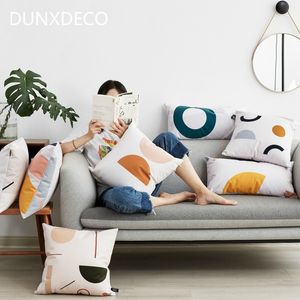 DunxDeco Cobertura de Almofada Capa Decorativa Caso Moderno Nórdico Simples Geométrico Escova Geométrica Coussin Sofá Decoração Y200104