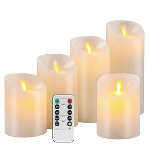 Flameless Bröllop Dekorativa Ljus Batteridriven Pillar Real Wax Wick Electric LED Candle Present Sets med fjärrkontroll 211222