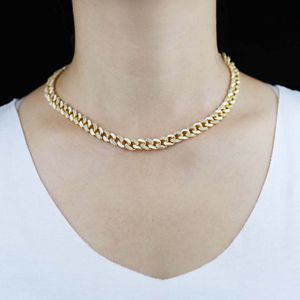 New Arrival Emalia Gold Color Cuban Link Chain Pół Emalia Pół CZ CURCONIA Cuban Choker Naszyjnik Skorygowany Suwak Łańcuchy Dla Kobiet