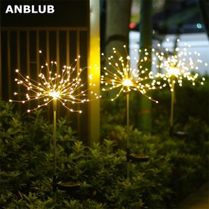 1 sztuk Outdoor Led Solar Fireworks Lights 90/150 LED Wodoodporna String Fairy Light Do Home Garden Street Christmas Decoration 201211