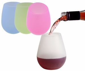 Dewel 4 peças Copo de vinho de silicone copo ao ar livre para beber água de cerveja de água uísque inquebrável vinho vidro 12 oz lj200821