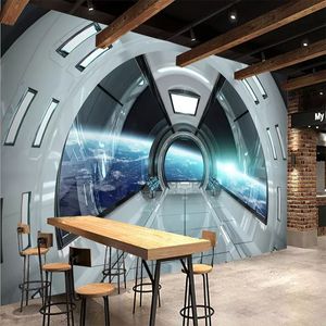 Нестандартный размер Современные 3D Character Universe Space Capsule Mural Home Decor Art Гостиная Телевизор фоне стены рулонной бумаги