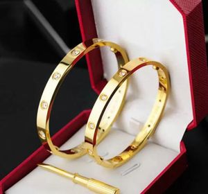 Love Bracelet Bangles Jewelry Women Men 4CZ Titanium Steel Screw Screwdriver Bracelets Gold Silver Rose Nail