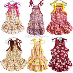 Hundklänning Sublimering Tryck Blomma Hundkläder Hudvänligt Pet Princess Dresses Husdjur Sundress Sommar Valp Kläder Kattkjol För Små Hundar Chihuahua S A295