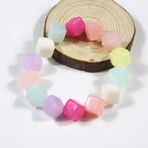 Handgjorda Candy Color Kids Girl Beaded Charm Armband Elastiska Smycken Barn Födelsedag Party Club Decor