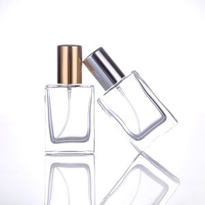 Bouteille de parfum en verre de haute qualité atomiseur bouteille de parfum vaporisateur transparent bouteilles cosmétiques cristal transparent carré 30 ml V1
