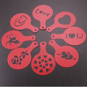 8-delige set koffie sjabloon stencil mal fancy afdrukken model latte cappuccino barista kunst stencils cake stofdoek spray tools sjablonen BH4241 TYJ