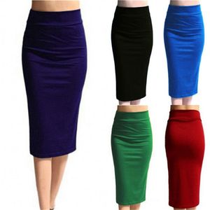 Nya kjolar Kvinnor Mini Bodycon Kjol Kontor Kvinnor Slim Knä Längd Hög Midja Stretch Sexig Penna Kjolar Jupe Femme 201110