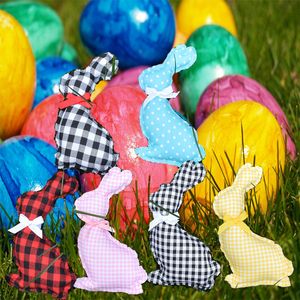 Großhandel Ostern Kaninchen Spielzeug Party Schöne Plaid Bunny Puppe Weiche lange Ohrkaninchen Gefüllte Spielzeug Festival Geschenk für Kind