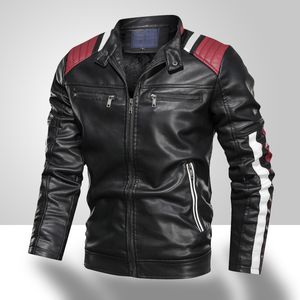 Herbst Winter Neue männer Leder Jacken Männer Hochwertige Faux Leder Mäntel Männlichen Motorrad Plus Samt Warme PU Oberbekleidung 201120