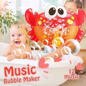 Cute Baby Bath Bubble Crabs Crab Automatic Shower Machine Blower Maker Bath Music Toys Cartoon Educational Toy Gift for Kids LJ201019