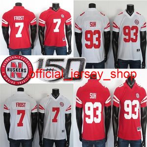 2019 NCAAネブラスカコーンハスカーズジャージ7スコットフロストジャージー93 Ndamukong Suh College Football Jersey White Red Stitched 150th Patched