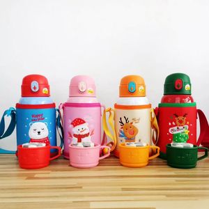 Christmas Snowman Bottles Elk Double Wall Insulated Stainless Steel 21oz Christmas Cartoon Kids Water Bottle