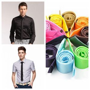 solid neck tie casual skinny men polyester colorful 5cm*145cm classic men handmade wedding party tie