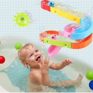 Baby Bath Leksaker Sugkopp Marmor Race Orbits Track Barn Badrum Badkar Spela Vatten Toy Shower Games Swimmingpool Verktyg LJ201019