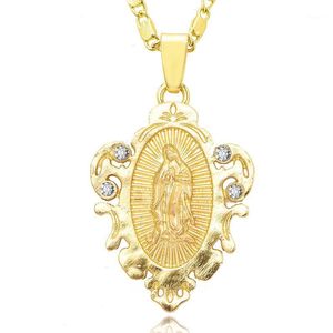 Colares pendentes 2021 Virgin Mary Colar Gold Color Bijoux Imitação de cristal Declaração feminina Moda Jóias Católicas1