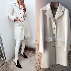 Novo tamanho grande branco único breasted wool woods s overcoat casaco lj201106