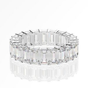 Smycken 1 Row Cubic Zirconia Baguette Emerald Cut Diamond Engagement Wedding Ring