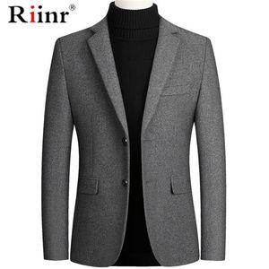 RIINR Brand Men Wool Blends Suit Winter Winter New Solid Color Hight Hight Generation Suit Suit Wool Wool Blends Suit Male LJ201103