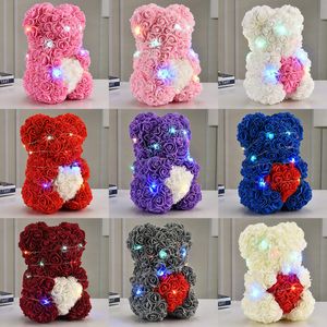 25 cm LED Bear Iluminado Rose Flor Valentine Day Presentes Festa Decoração Amor Dia Infantil Dia Professor Dia Novo Ano Novo DHL HH21-873