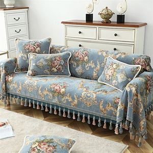 Wholesale sofa single for sale - Group buy European Luxury Tassel Sofa Slipcover Couch Cover Seater Jacquard Flower Single Furniture Recliner Chaise Sofa Towel LJ201216