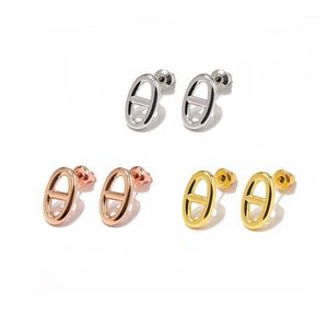 Ohrringe Ovales Gold großhandel-Oval Form Schwein Nase Ohrring Rose Gold und Silber Farbe Kleine Ohrringe für Männer Frauen1