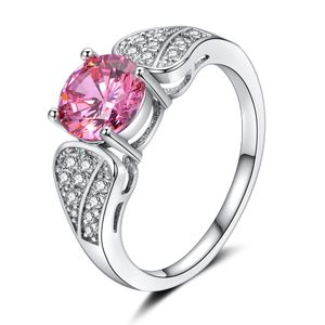 Новый стиль круглая CZ хрустальные кольца для женщин посеребренные кольца набор ультрамодных ювелирных изделий романтические подарки для годовщины