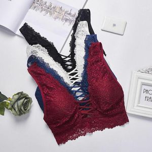 2020 النساء العشير الدانتيل دفع البرازيلي مبطن سترة bralette المحاصيل قمم داخلية أزرق أسود أبيض أزرق 1