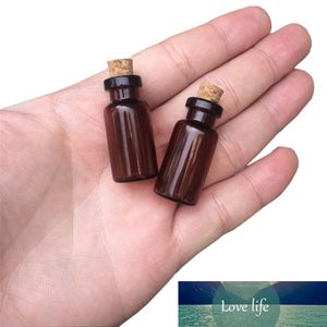16x35x7 mm 2 ml Tomt Mini Amber Glass Parfymflaskor Pendants Små glasflaskor med korkar Dekorativa burkar 100 st