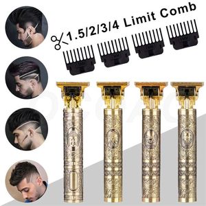 Máquina de corte de cabelo Clipper profissional barbearia recarregável aparador para homens barba elétrica barbeador 0mm vintage T9 220209