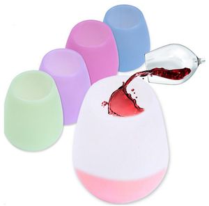 glass colored stemless silicone cup unbreakable soft egg shape red wine glasses 400ml drinkware YHM42-ZWL