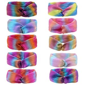 2pcs / lot laser regnbåge Pläterad huvudband Gradient Hårband Headwrap Girls Cross Hair Bands Hårtillbehör 10 färger M3251