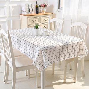 Table Cloth Plastic PVC Rectangula Grid Printed Tablecloth Waterproof Oilproof Kitchen Dining Colth Cover Mat Oilcloth Antifouling
