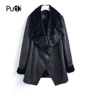 Pudi QY801新しいファッション女性のコートとジャケット秋の春のロングコートオーバーコートカジュアルな壁面ブラウンブラックカラー2012
