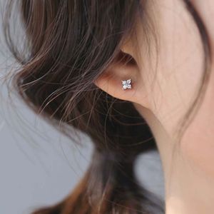 100% 925 Sterling Silver CZ Zircon Paved Tiny Flower Stud Earring for Women Girls Fine Jewelry Female Mini Stud Earrings