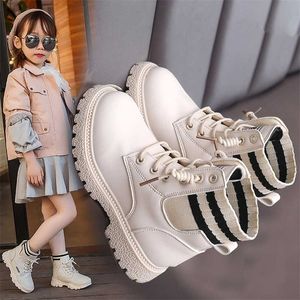 Children Martin Boots PU Leather Shoes for Girls High Quality Kids Female Padded Ankle 5~ 10 Years Child Winter 211227
