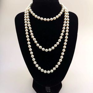 European och American Multi-Layer Glass Imitation Pearl Necklace All-Match Sweater Kvinnor Kläder Tillbehör Partihandel