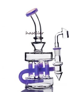 Purple Glass Bong smoking glass pipes quartz banger recycler oil rigs glass oil burner pipe water bongs heady rigs hookahs function