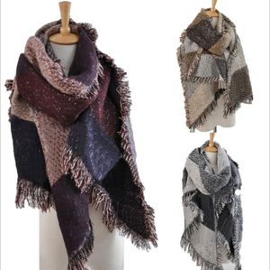 Mulheres Wool Scarf Patchwork Plaid Poncho Cape Cardigan Tassel Inverno Quente Blanket Manto Enrole Inverno Xaile Outwear Brasão Partido LSK1601 Favor