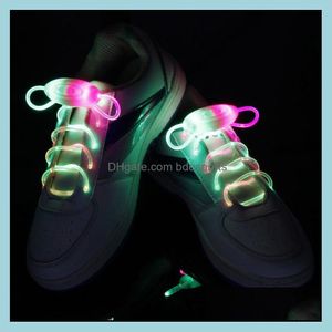 Ayakkabı Parçaları Aksesuarlar Ayakkabı Led Yanıp Sönen Shoelace Light Up Disco Party Fun Glow Laces 500pcs/Lot = 250 Salkılar Cadılar Bayramı Noel Hediyesi FedEx