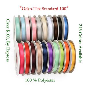 Wholesale Double Faced Satin Ribbons ECO-Friendly For Wedding Christmas Party Decorations DIY Bow Craft Gifts Wrapping 100 Yards Y201020