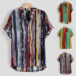 2020 New Fashion High Quality Men Luxury Stylish Mens Multi Color Lump Chest Pocket Short Sleeve Round Hem Loose Shirts Blouse